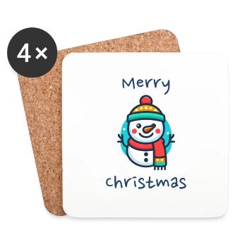 Bonhomme de neige - Dessous de verre (lot de 4) - blanc - Devant