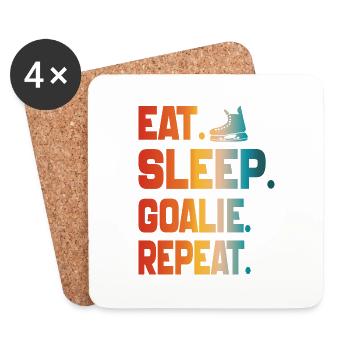 Eat Sleep Goalie Repeat Hockey Lover gift - Dessous de verre (lot de 4) - blanc - Devant