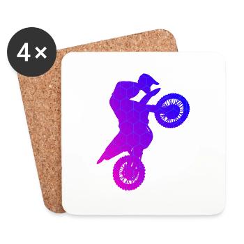 Supermoto Dirt Bike Homme Dirt Biker Freestyle Mot - Dessous de verre (lot de 4) - blanc - Devant