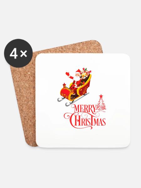 Der Weihnachtsmann kommt! - Untersetzer (4er-Set) - Weiß
