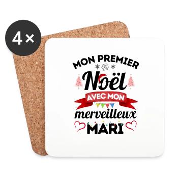 Premier noël avec mon merveilleux mari 2 - Dessous de verre (lot de 4) - blanc - Devant