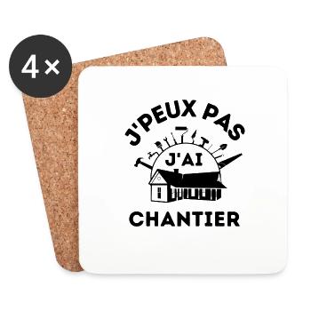 Chantier bâtiment construction - Dessous de verre (lot de 4) - blanc - Devant