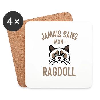 Jamais sans mon chat ragdoll 2 - Dessous de verre (lot de 4) - blanc - Devant