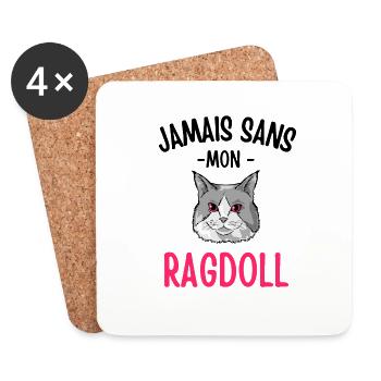 Jamais sans mon chat ragdoll 1 - Dessous de verre (lot de 4) - blanc - Devant