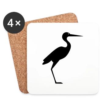 Simple petite cigogne - Dessous de verre (lot de 4) - blanc - Devant