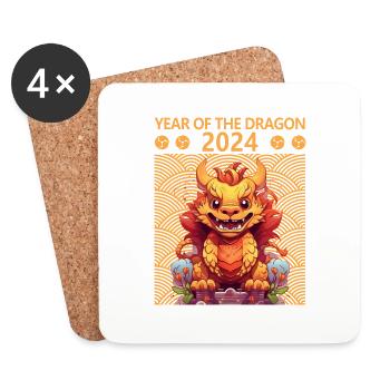 Year Of The Dragon Happy Chinese New Year 2024 - Untersetzer (4er-Set) - Weiß - Vorne