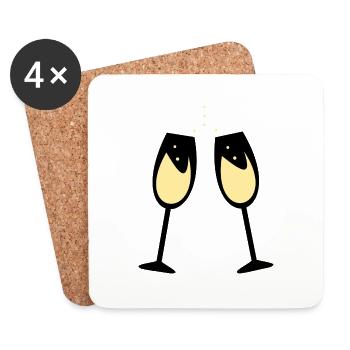 Wine, glasses to celebrate - Coasters (set of 4) - white - Front