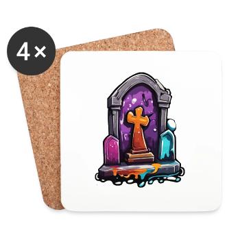 Gravestone / Remembrance / Tranquility / Unforgotten / Dead - Coasters (set of 4) - white - Front