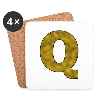 Lettre Q Or - Dessous de verre (lot de 4) - blanc - Devant