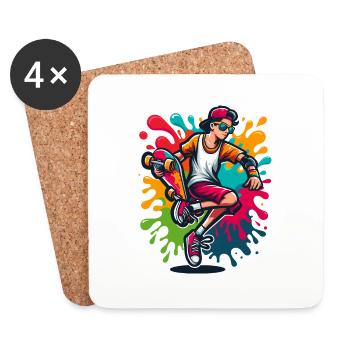 Skateboard with splashes of color - Coasters (set of 4) - white - Front