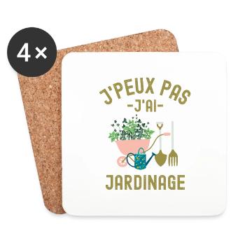 Humour jardinage jardin chenille - Dessous de verre (lot de 4) - blanc - Devant