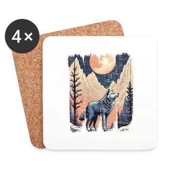 Wolf Mountains Full Moon Forest - Coasters (set of 4) - white - Front