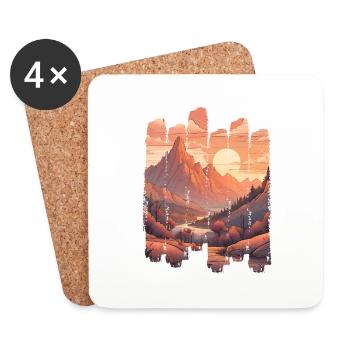 Naturlandschaft Sunset Mountains - Untersetzer (4er-Set) - Weiß - Vorne