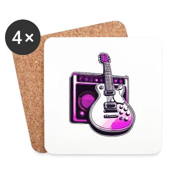 Rock n roll / Gitarre / Musik / Instrument - Untersetzer (4er-Set) - Weiß - Vorne