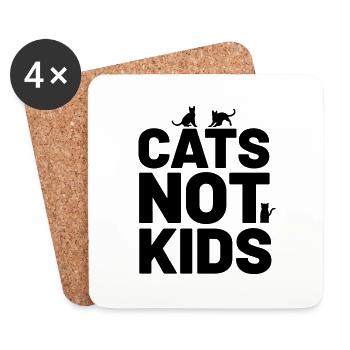 Cats not Kids Katzensprüche - Untersetzer (4er-Set) - Weiß - Vorne