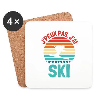 Ski skieur - Dessous de verre (lot de 4) - blanc - Devant
