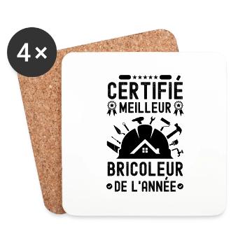 Certifié meilleur bricoleur de l année 2 - Dessous de verre (lot de 4) - blanc - Devant