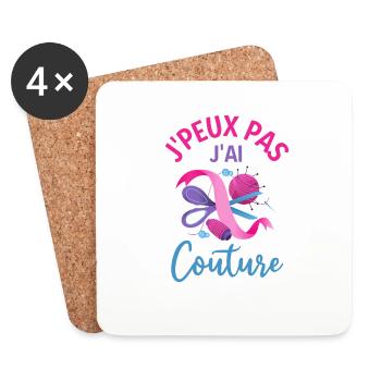 Couture coudre - Dessous de verre (lot de 4) - blanc - Devant