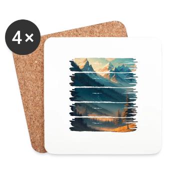 Landschaft, Natur, Wald - Untersetzer (4er-Set) - Weiß - Vorne