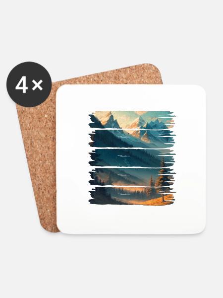 Landscape, nature, forest - Coasters (set of 4) - white