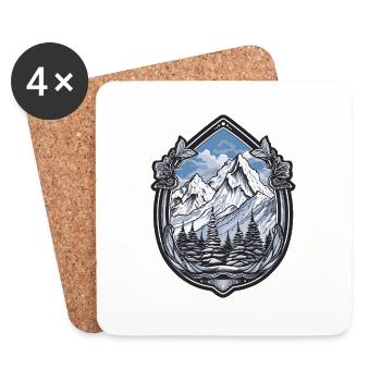 Berge Alpen - Untersetzer (4er-Set) - Weiß - Vorne