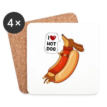 Hot Dog and Humor - Coasters (set of 4) - white - Front