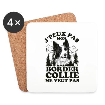 Je ne peux pas mon border collie veut pas - Dessous de verre (lot de 4) - blanc - Devant