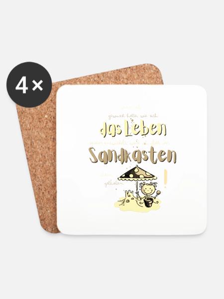 Lieber im Sandkasten geblieben! Spruch übers Leben - Untersetzer (4er-Set) - Weiß