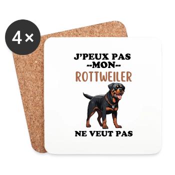 Rottweiler - Dessous de verre (lot de 4) - blanc - Devant