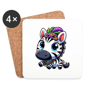 Karnevals-Zebra: Mardi Gras mit Maske - Untersetzer (4er-Set) - Weiß - Vorne