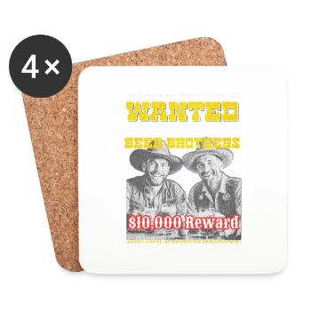 "Wanted Beer Brothers Humor T-Shirt Design" - Untersetzer (4er-Set) - Weiß - Vorne