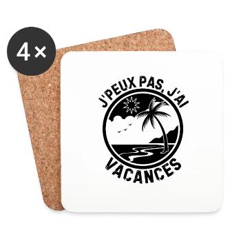 Humour vacance été - Dessous de verre (lot de 4) - blanc - Devant