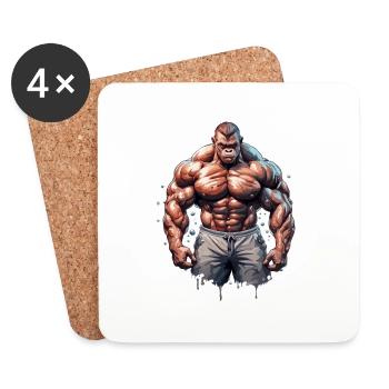 Bodybuilder / Sport / Fitness / Affe / Muskeln - Untersetzer (4er-Set) - Weiß - Vorne