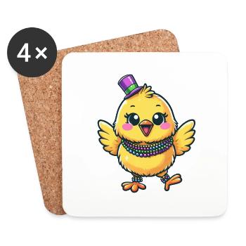 Mardi Gras Huhn und Küken - Untersetzer (4er-Set) - Weiß - Vorne
