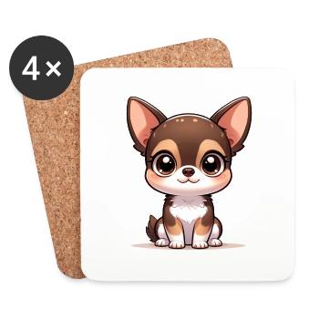 Digitale Illustration des niedlichen Chihuahuas - Untersetzer (4er-Set) - Weiß - Vorne