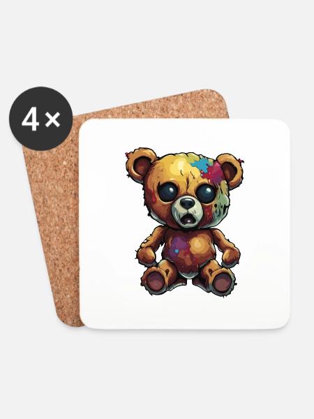 Teddybär / Kuscheltier / Stofftier / Geschenkidee - Untersetzer (4er-Set) - Weiß
