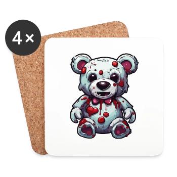 Teddybär / Kuscheltier / Stofftier / Geschenkidee - Untersetzer (4er-Set) - Weiß - Vorne