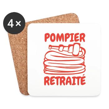 POMPIER A LA RETRAITE / POMPIER RETRAITÉ - Dessous de verre (lot de 4) - blanc - Devant