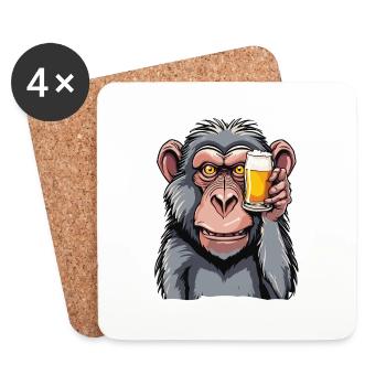 Monkey / Animal / Zoo / Babian / Wild / Comic - Coasters (set of 4) - white - Front