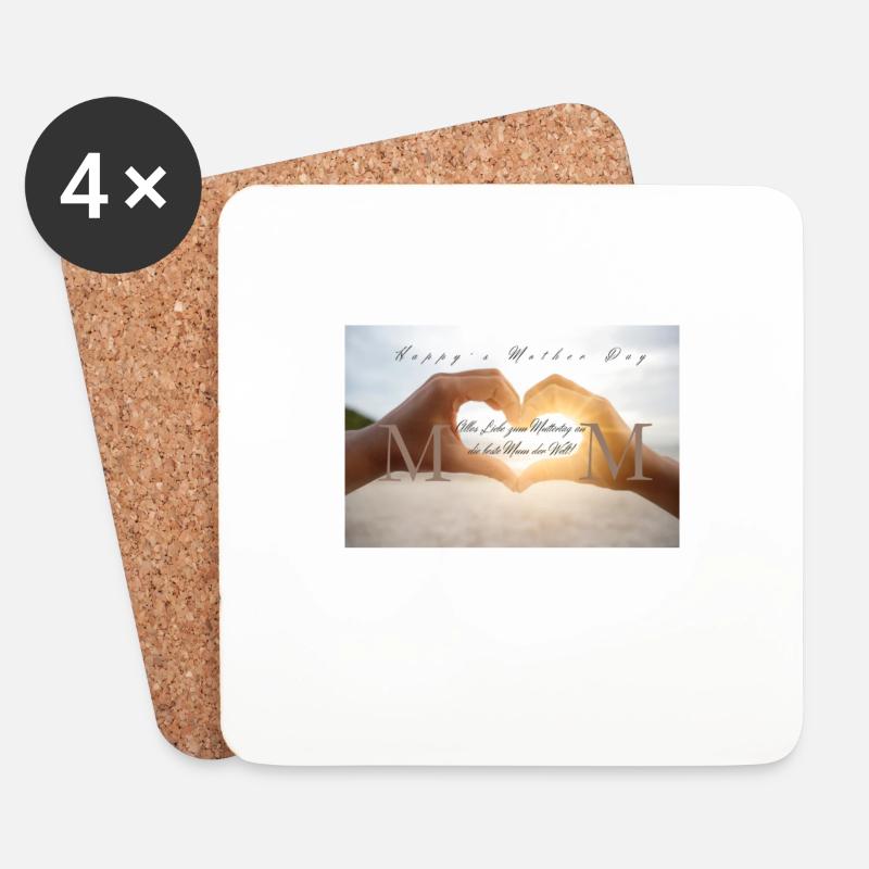 Muttertagsgeschenk - Untersetzer (4er-Set) - Weiß