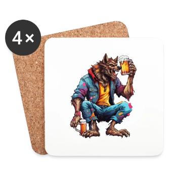 Werewolf / Full Moon / Creature / Transformation / Curse - Coasters (set of 4) - white - Front