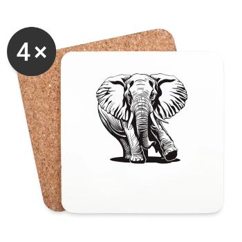 Elephant, Elephant, Animal, Zoo, Africa, Safari, Savannah - Coasters (set of 4) - white - Front