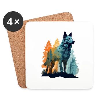 Hund in der Wildnis - Untersetzer (4er-Set) - Weiß - Vorne
