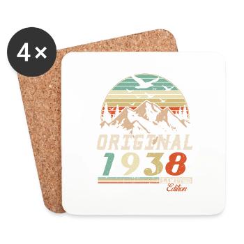 1938 vintage anniversaire rétro vintage cadeau - Dessous de verre (lot de 4) - blanc - Devant