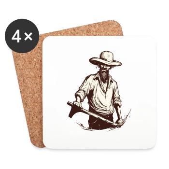 Paysan énervé n°2 - Dessous de verre (lot de 4) - blanc - Devant