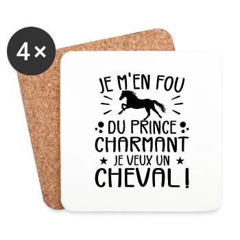 I don't care about Prince Charming, I want a horse - Coasters (set of 4) - white - Front