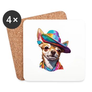 Chihuahua / petit chien / animal / minuscule / race - Dessous de verre (lot de 4) - blanc - Devant