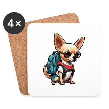 Chihuahua / petit chien / animal / minuscule / race - Dessous de verre (lot de 4) - blanc - Devant