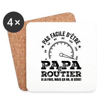 Dad and Truck Driver Running Highway Truck Gift - Coasters (set of 4) - white - Front