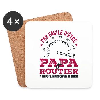 Dad and Truck Driver Running Highway Truck Gift - Coasters (set of 4) - white - Front